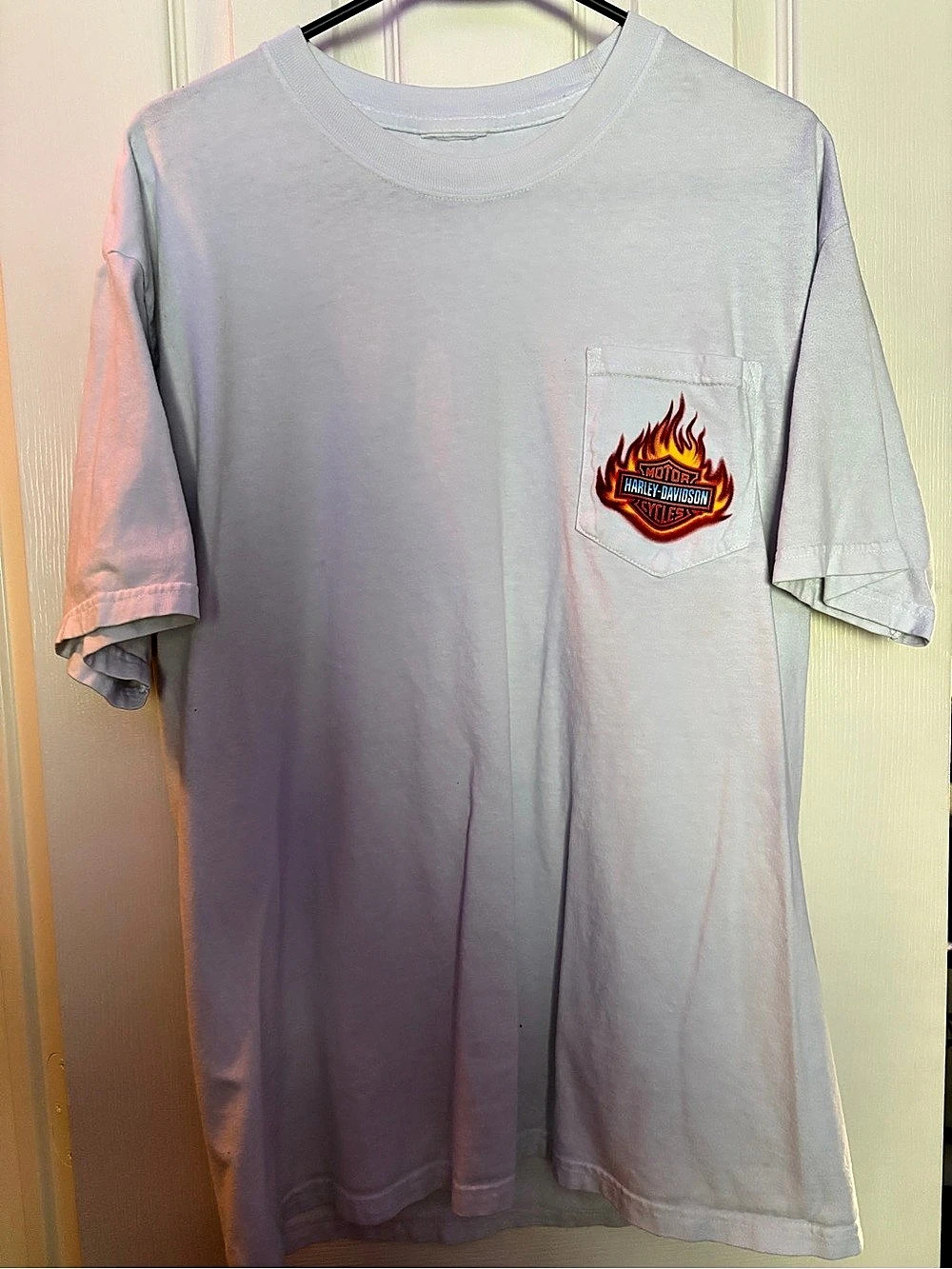 Harley-Davidson Orlando Florida Palm Tree Sunset Pocket T-Shirt in White